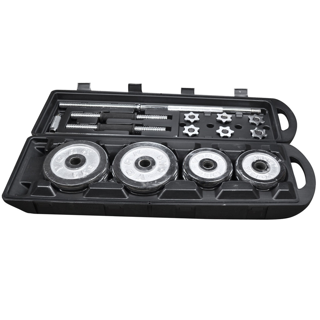 55KG Chrome Barbell &amp; Dumbbell Weight Set for Home Gym