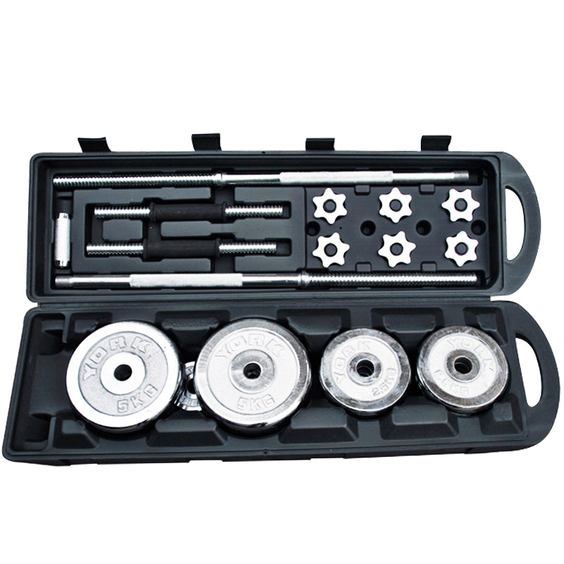 55KG Chrome Barbell &amp; Dumbbell Weight Set for Home Gym