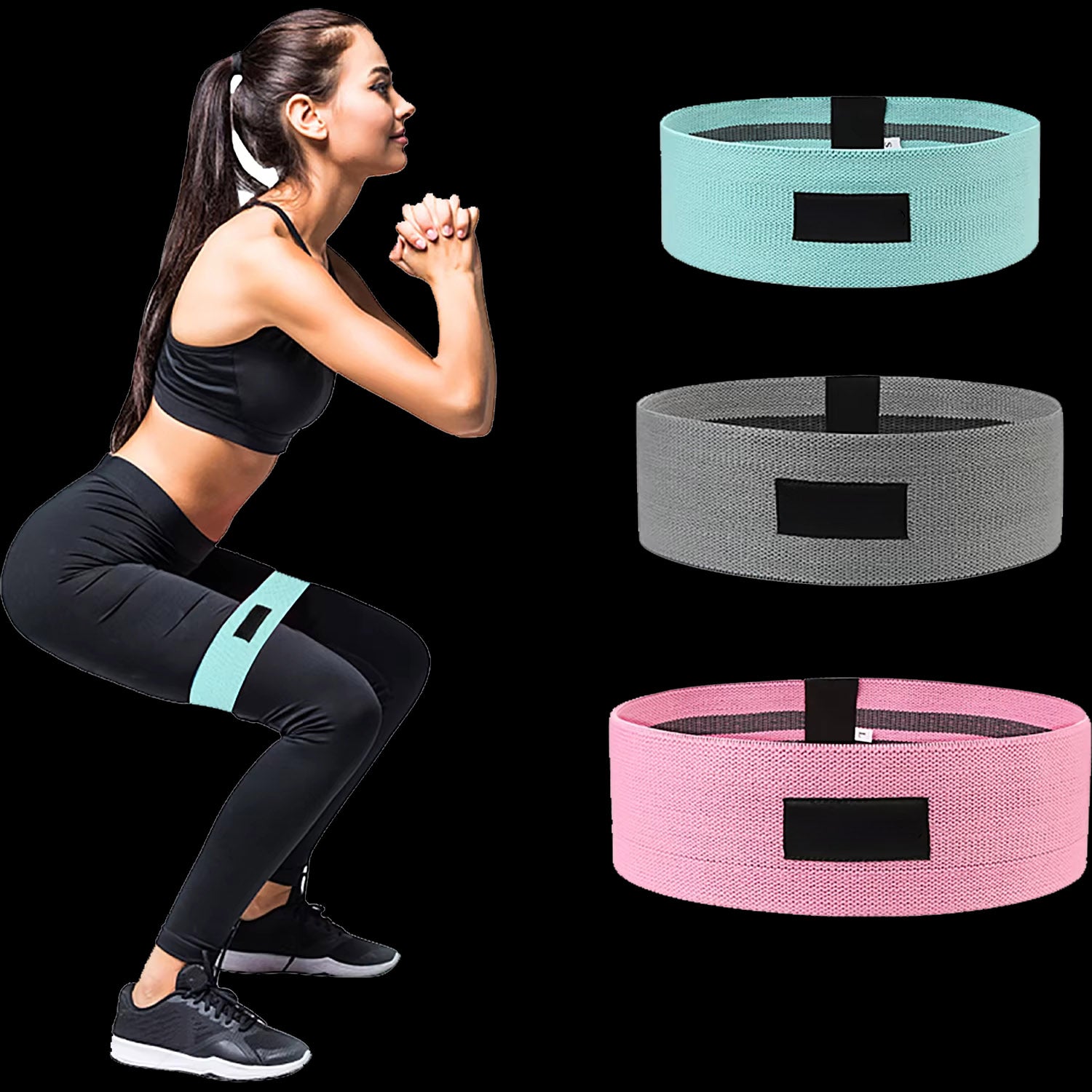 TOPKO Fabric Hip Resistance Band Set with Custom Logo